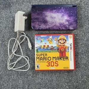 New Nintendo 3DS XL Galaxy Purple Console Charger Super Mario Maker Game